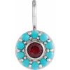 Platinum Natural Mozambique Garnet & Natural Turquoise Halo-Style Charm/Pendant