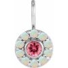 Platinum Natural Pink Spinel & Natural White Opal Halo-Style Charm/Pendant