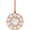 14K Rose 4 mm Round Bezel-Set Halo-Style Charm/Pendant Mounting