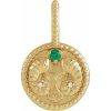 14K Yellow Natural Emerald & .005 CTW Natural Diamond Aries Charm/Pendant