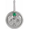 14K White Natural Emerald & .005 CTW Natural Diamond Aries Charm/Pendant