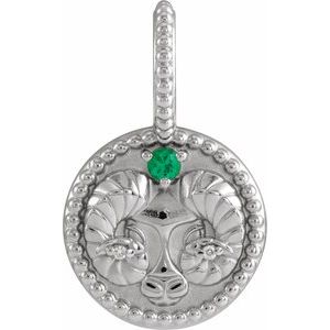 Natural Emerald And .005 Ctw Natural Diamond Aries Pendant