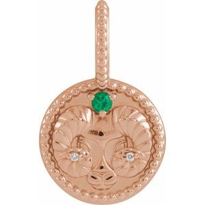 Natural Emerald And .005 Ctw Natural Diamond Aries Pendant