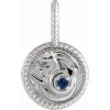 14K White Natural Blue Sapphire & .0025 CTW Natural Diamond Capricorn Charm/Pendant