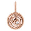 14K Rose 2 mm Round Capricorn Accented Zodiac Charm/Pendant Mounting