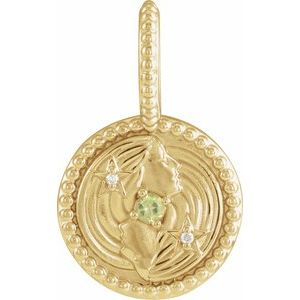 Natural Peridot And .005 Ctw Natural Diamond Gemini Pendant