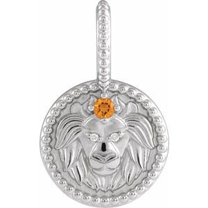 Natural Citrine And .005 Ctw Natural Diamond Leo Pendant