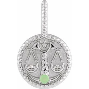 Natural Green Chrysoprase And .005 Ctw Natural Diamond Libra Pendant