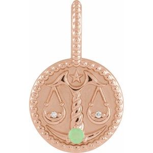 Natural Green Chrysoprase And .005 Ctw Natural Diamond Libra Pendant