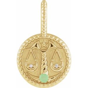 Natural Green Chrysoprase And .005 Ctw Natural Diamond Libra Pendant