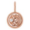 14K Rose 2 mm Round Aquarius Accented Zodiac Charm/Pendant Mounting