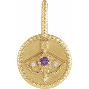 Natural Amethyst And .005 Ctw Natural Diamond Sagittarius Pendant