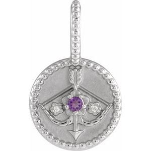 Natural Amethyst And .005 Ctw Natural Diamond Sagittarius Pendant