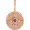 14K Rose Natural Amethyst & .005 CTW Natural Diamond Sagittarius Charm/Pendant