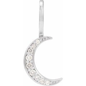 .07 Ctw Natural Diamond Crescent Moon Pendant