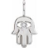 14K White .02 CT Natural Diamond Hamsa Hand Charm/Pendant