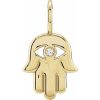 14K Yellow .02 CT Natural Diamond Hamsa Hand Charm/Pendant