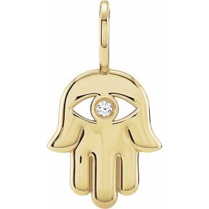 .02 Ct Natural Diamond Hamsa Hand Pendant