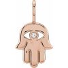 14K Rose .02 CT Natural Diamond Hamsa Hand Charm/Pendant