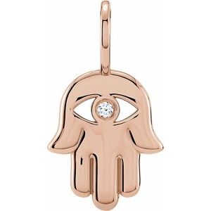 .02 Ct Natural Diamond Hamsa Hand Pendant