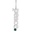 14K White Natural Tsavorite Garnet Peace Charm/Pendant