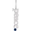 14K White Natural Blue Sapphire Peace Charm/Pendant