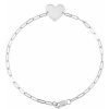 14K White Engravable Heart 7″ Bracelet