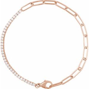 1 Ctw Lab-Grown Diamond Paper-Clip Line Bracelet