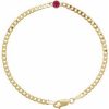 14K Yellow Natural Ruby Link 7″ Bracelet