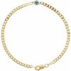 14K Yellow Natural Aquamarine Link 7″ Bracelet