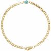 14K Yellow Natural Blue Zircon Link 7″ Bracelet