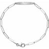 14K White .015 CTW Natural Diamond Engravable Curved Bar 7″ Bracelet