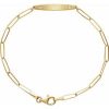 14K Yellow .015 CTW Natural Diamond Engravable Curved Bar 7″ Bracelet