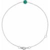 14K White Natural Emerald  6 1/2-7-1/2″ Bracelet