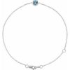 14K White Natural Aquamarine  6 1/2-7-1/2″ Bracelet