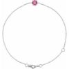 14K White Natural Pink Tourmaline  6 1/2-7-1/2″ Bracelet