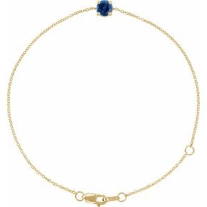 Lab-Grown Blue Sapphire Solitaire Bracelet