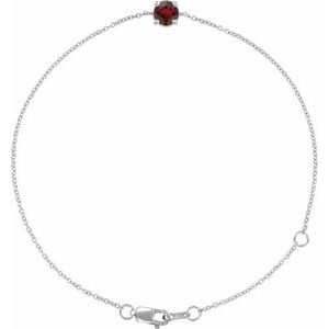 Natural Mozambique Garnet Solitaire Bracelet