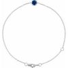 14K White Natural Blue Sapphire  6 1/2-7-1/2″ Bracelet