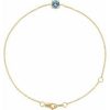 14K Yellow Natural Aquamarine  6 1/2-7-1/2″ Bracelet