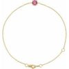 14K Yellow Natural Pink Tourmaline  6 1/2-7-1/2″ Bracelet