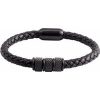 Black PVD Stainless Steel 6 mm Braided Leather 9″ Bracelet