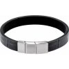 Stainless Steel 11 mm Black Leather 8 1/2″ Bracelet