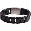 Stainless Steel 17 mm Black Leather 9″ Bracelet