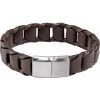 Stainless Steel 17 mm Brown Leather 9″ Bracelet