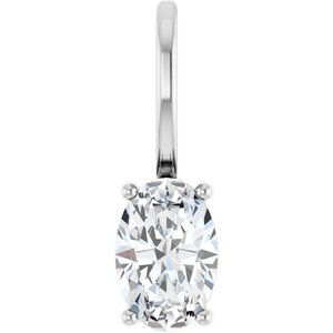 Natural White Sapphire Solitaire Charm Pendant