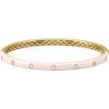 14K Yellow 1/5 CTW Natural Diamond & Pink Enamel 7″ Bangle Bracelet