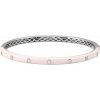 14K White 1/5 CTW Natural Diamond & Pink Enamel 7″ Bangle Bracelet