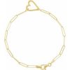 14K Yellow Heart & Paperclip-Style Chain 7″ Bracelet