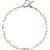 14K Rose Heart & Paperclip-Style Chain 6″ Bracelet